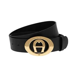 Aigner Belts|Belts-Logo Belt 4 cm black