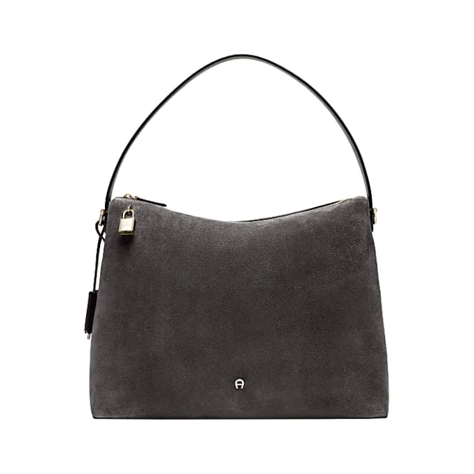 Aigner Bags-Delia Suede hobo bag L night grey