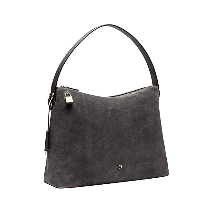 Aigner Bags-Delia Suede hobo bag L night grey