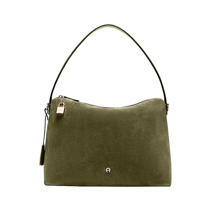 Aigner Bags-Delia Suede hobo bag M dark olive
