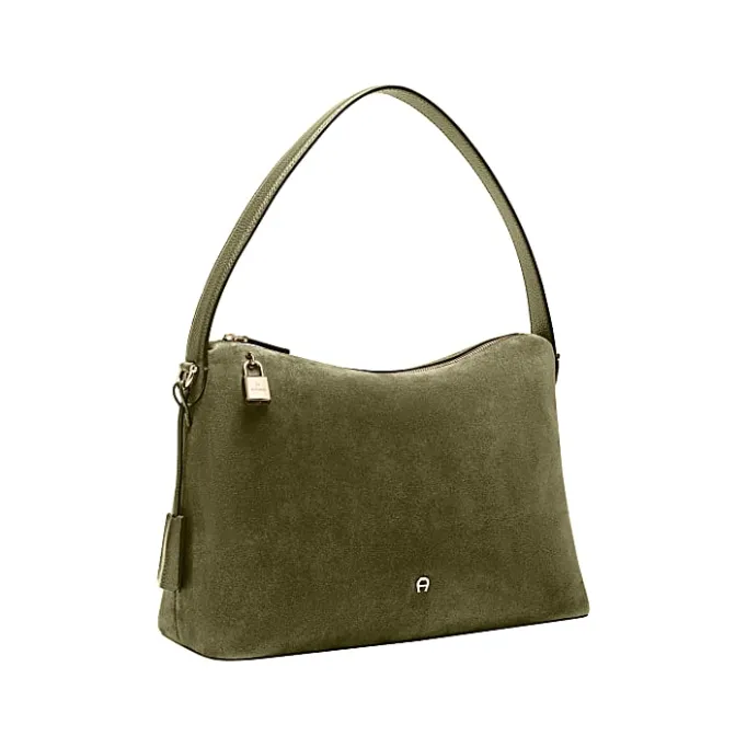 Aigner Bags-Delia Suede hobo bag M dark olive