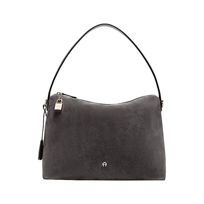 Aigner Bags-Delia Suede hobo bag M night grey