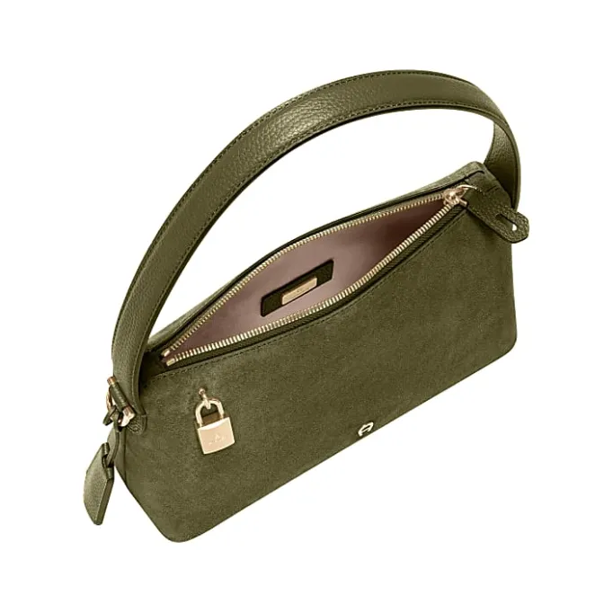 Aigner Bags-Delia Suede hobo bag S dark olive