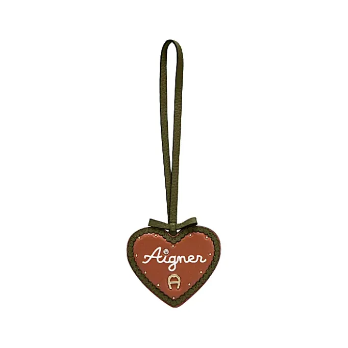 Aigner Leather Accessories-Fashion Pendant Gingerbread Heart dark olive