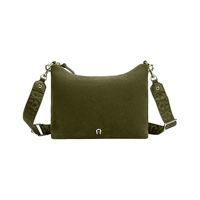 Aigner Bags-Zita Suede shoulder bag S dark olive