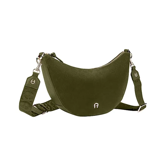 Aigner Bags-Zita Suede shoulder bag S dark olive