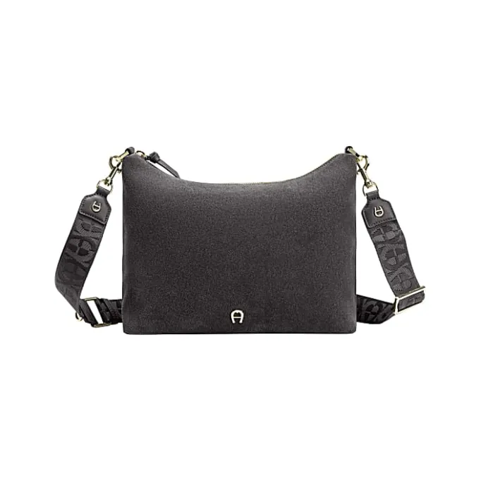 Aigner Bags-Zita Suede shoulder bag S night grey